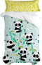 Dekbedovertrek set HappyFriday Moshi Moshi Panda Garden Blue Blauw Bed van 80/90 2 Onderdelen