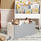 SoBuy KMB17-HG - Kinderboekenkast - 3 Opbergvakken Uitneembare Speelgoedkist - Wit/Grijs 63x70x30 cm