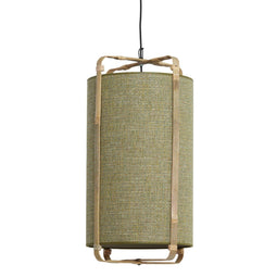 Light & living Sendai - Hanglamp - Ø42 x 70 cm - groen met naturel bamboe