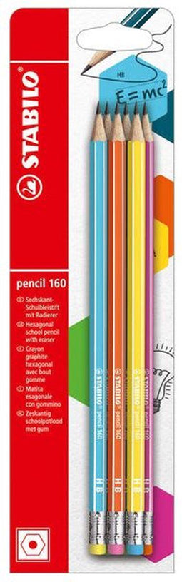 Potlood stabilo 160 hb met gumtop 6st assorti