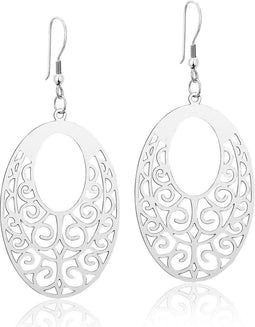 Montebello Resa - Oorbellen - 316L Staal - Ovaal 32x65mm - Zilver