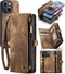 Caseme - Geschikt voor iPhone 15+ / 15 Plus - Vintage 2 in 1 portemonnee hoes - Bruin