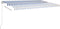 vidaXL - Luifel - automatisch - met - LED - en - windsensor - 500x300 - cm - blauw - wit