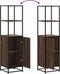 vidaXL - Hoge - kast - 35,5x35x139 - cm - bewerkt - hout - en - metaal - bruin - eiken