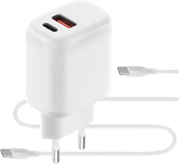 Mobiparts - Wall Charger - 20W Dual USB-C/USB-A met USB-C naar USB-C kabel - Wit