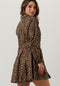 Colourful Rebel Minon - Mini Dress - Wijduitlopende fit Lange mouw Ceintuur Leopard dessin - XL