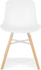 Alterego Gladys - Witte Designer Stoel - Natuurlijke Houten Poten - 55x48x81cm
