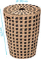 5Five Wasmand gevlochten Riet - beige/zwart - 64 liter - 33 x 33 x 53 cm - met deksel