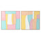 Schilderij Home ESPRIT Wit Roze Turkoois Abstract Stads 102 x 4,5 x 102 cm (2 Stuks)