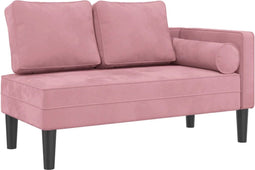 vidaXL - Chaise - longue - met - kussens - fluweel - roze
