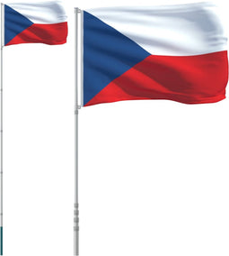 vidaXL - Vlag - met - vlaggenmast - Tsjechië - 5,55 - m - aluminium