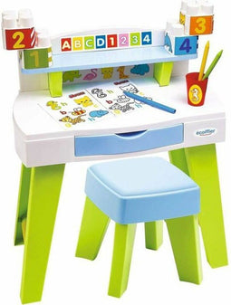 Ecoiffier Abrick bureau met kruk en lade voor kinderen