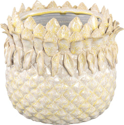PTMD Tamiah Yellow ceramic pineapple shaped pot low L