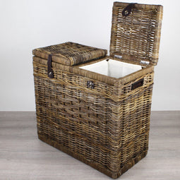 Migo Styling - Wasmand - Duo - 2 klep - Naturel - Brown - 70x35xH65 - Riet - Rotan - Rechthoek