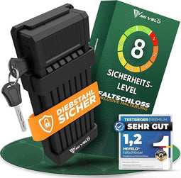 MIVELO Vouwslot - Fietsslot met 8 scharnierpunten - 85 cm - Zwart