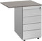 Ladeblok aanbouwstuk 80x60cm 4 laden kleur Aluminium (RAL9006) topblad Halifax Eiken