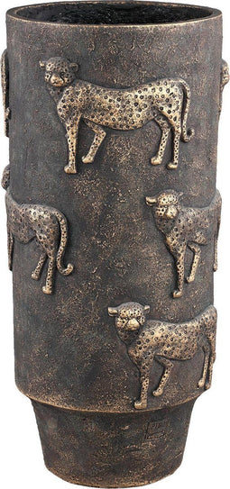 PTMD Leio Ronde Pot Luipaard - H70 x Ø31 cm - Cement - Bruin