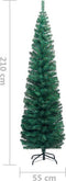 vidaXL - Kunstkerstboom - met - standaard - smal - 210 - cm - PVC - groen