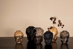 PTMD Maride Ronde Vaas - H20 x Ø15 cm - Glas - Grijs