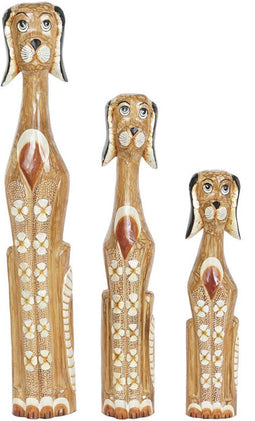 Decoratieve figuren DKD Home Decor Wit Bruin Hond Tropisch 80 cm 16 x 9 x 100 cm