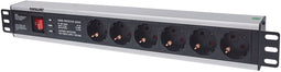 Intellinet 19" 1.5U Rackmount - 6-Way Power Strip met Overspanningsbeveiliging - Zwart (3m)