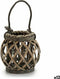 Kaarshouder 21 x 19 x 17 cm Grijs Glas vlechtwerk (12 Stuks)