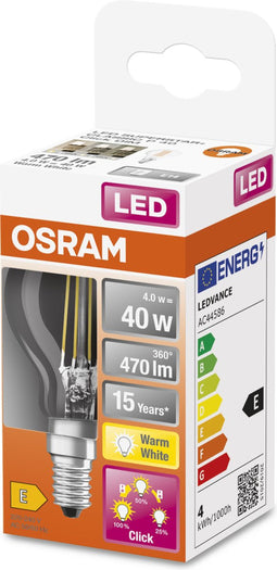 OSRAM LED lamp - Lampvoet: E14 - Warm wit - 27- K - 4 W - helder - LED THREE STEP DIM CLASSIC P