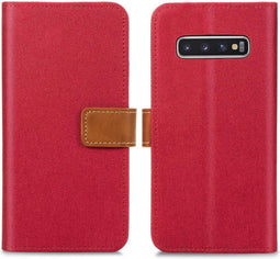 iMoshion Hoesje Geschikt voor Samsung Galaxy S10 Hoesje Met Pasjeshouder - iMoshion Luxe Canvas Bookcase - Rood
