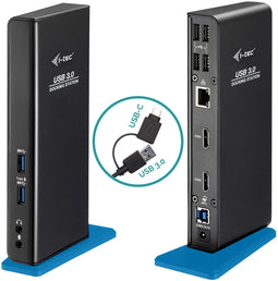 i-tec U3DUALHDMIDOCK - USB 3.0/USB-C Docking Station - 2x HDMI 2048x1152 - 6x USB poorten - Gigabit Ethernet