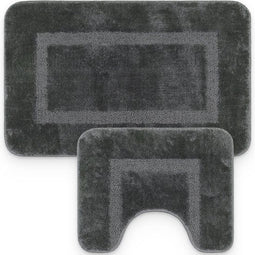 Loti Living Badmat Set - Badmat & Toiletmat - Antislip - Grijs - 50x80 cm + 50x40 cm (2 stuks)