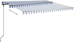 vidaXL - Luifel - vrijstaand - handmatig - uittrekbaar - 400x300 - cm - blauw - en - wit