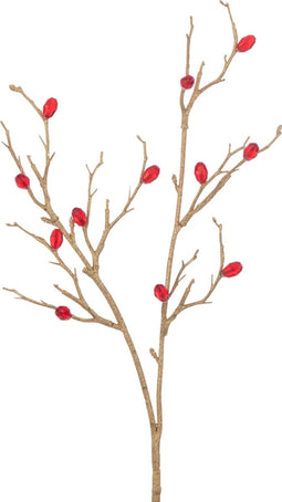 J-Line decoratie Tak Stenen - kunststof - rood/goud - 24 stuks