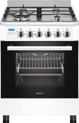 Wiggo WO-E639R(WX) - Vrijstaand Gasfornuis - 4 pitten - 60 cm - 66 Liter - Wit Rvs