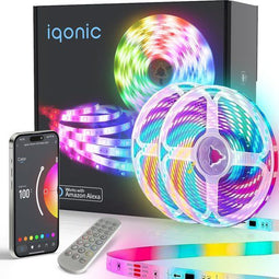Iqonic Smart Led Light Strip - 10 Meter - RGB WiFi - Afstandsbediening - Waterbestendig (2x5m)