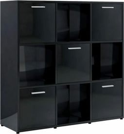 vidaXL - Boekenkast - 90x30x90 - cm - bewerkt - hout - hoogglans - zwart