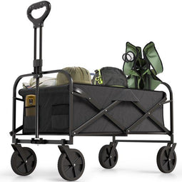 Avalo Bolderkar Opvouwbaar - Tot 110KG draagvermogen - 120L - 91x51x103 CM - 360º Wielen - Bolderwagen - Zwart