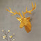 Geometrisch Hertenhoofd Standbeeld voor Muur - Gouden Afwerking, 51,5x37x11 cm