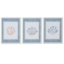 Schilderij Home ESPRIT Blauw Crème 30 x 3 x 40 cm (3 Stuks)