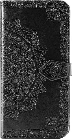 Hoesje Met Pasjeshouder Geschikt voor Motorola Moto G8 Power - Mandala Bookcase - Zwart