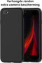 Hoesje Geschikt voor iPhone SE 2020 / iPhone SE 2022 Hoesje - Backcover Liquid Siliconen Case - TPU Hoes Zwart - Luxe Telefoonhoesje Wallet Case Pasjeshouder PU Leder