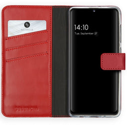 Selencia Galaxy A41 - Echt Lederen Bookcase - 3 Pashouders - Rood
