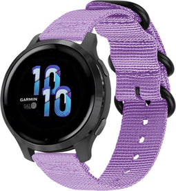 iMoshion Nylon 22 mm bandje – Geschikt voor Garmin Venu 2 / Fenix 7 Pro / 7 / 7s / 6 Pro / 6 / Vivoactive 4 / Polar Grit X Pro / X / Vantage M2 / V2 - Paars