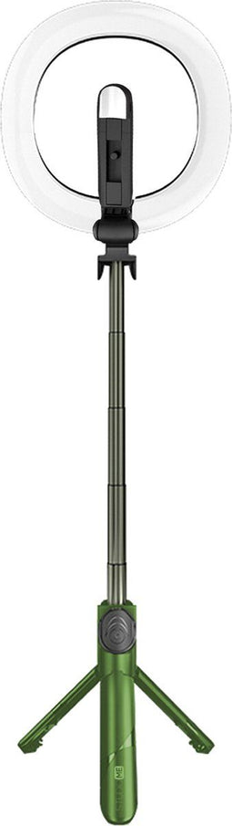 Selfiestick Ringlamp met Statief - 3 in 1 - 9 lichtstanden - Groen