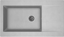 STRADOUR Ingebouwde gootsteen 1 kom + 1 afdruiprek Einna - Hars - 86 x 50 cm - Platinium grijs