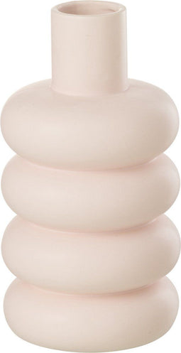 J-Line vaas Boei Dolomiet - keramiek - roze - 2 stuks