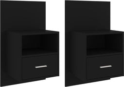 vidaXL - Nachtkastjes - 2 - st - wandgemonteerd - zwart