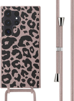 imoshion Hoesje Geschikt voor Samsung Galaxy S24 Ultra Hoesje Met Koord - imoshion Siliconen design hoesje met koord - Roze / Animal Pink