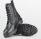 PS Poelman Leta - Dames Leren Enkellaarzen met Veters en Rits - Chunky Plateauzool 4,5 cm - Zwart Tumble