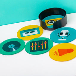 Balvi Music set van 6 onderzetters in houder