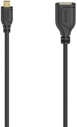 Hama Flexi-Slim - USB micro naar USB A - 15cm - Zwart